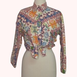 Vintage Southwestern Colorful Button Up With Crossover Front